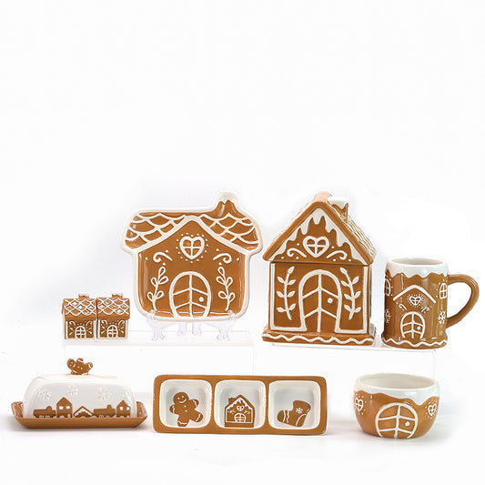 Ceramic Dinnerware Set Christmas Gingerbread House Series Ceramic Cups Ceramic Supplies Tableware Kitchenware